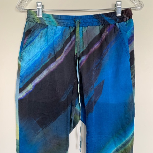 Johnny Was Biya | Silk Abstract Watercolor Drawstring Pant Small - Picture 2 of 7